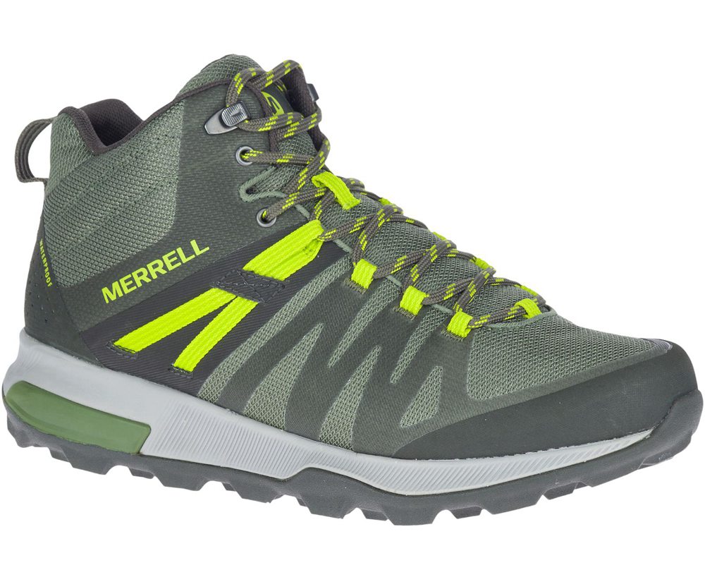 Merrell Hiking Boots Olive - Zion FST Mid Waterproof - Mens 36GBUOPVL